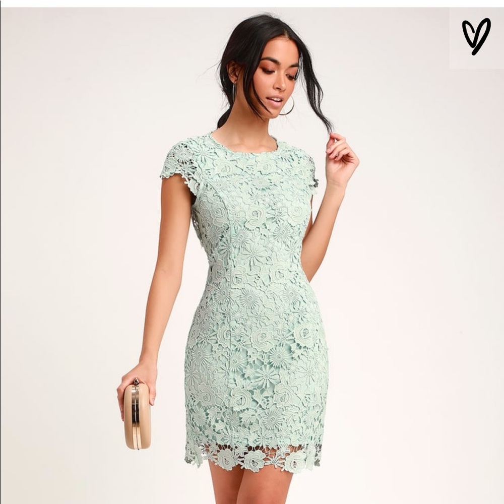 Lulus sage green lace dress
